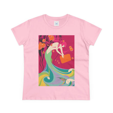 Mermaid Dive Women's Midweight Cotton Tee – Joyful Underwater Fantasy