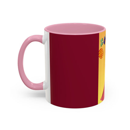 Elegant Holiday Woman with Gifts Colorful Mugs (11oz, 15oz)