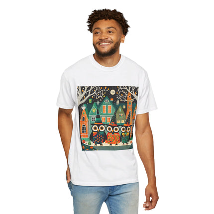 Night of the Trick-or-Treating Owlets Unisex Garment-Dyed T-shirt