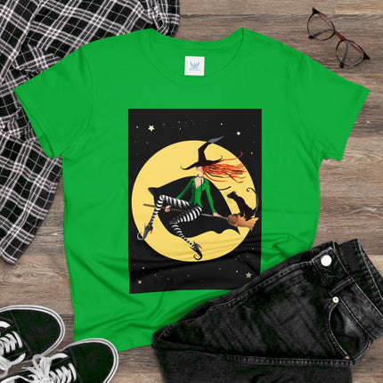 A Witch’s Moonlit Flight Women's Midweight Cotton Tee