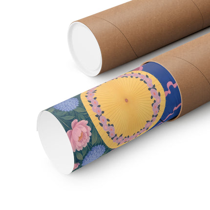 🌸☂️ The Lady Of The Flower Garden Parasol Matte Vertical Poster – Art Deco Botanical Elegance
