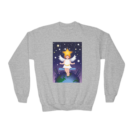 Celestial Magic Youth Crewneck Sweatshirt – Dreamy Night Sky & Angelic Wonder