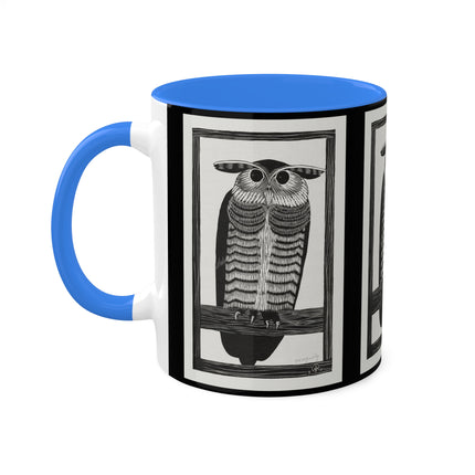 Horned Owl by Samuel Jessurun de Mesquita Colorful Mugs, 11oz