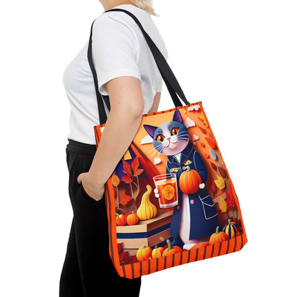 British Shorthair at an Autumn Market Tote Bag (AOP)