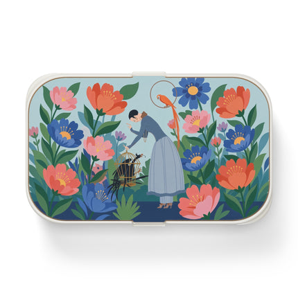 🦜🌺 The Lady Of The Garden Aviary Bento Lunch Box – Art Deco Floral Whimsy