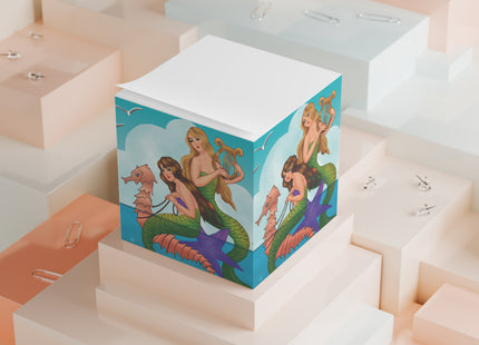 Three Mermaids with Strings of Pearls by Carlo Chiostri Note Cube