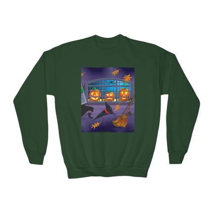 Whimsical Halloween Mischief Youth Crewneck Sweatshirt