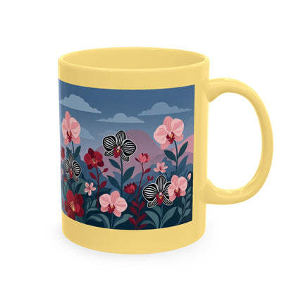 🖤🌸 The Lady Of The Striped Orchid Garden Ceramic Mug – Art Deco Fashion Elegance