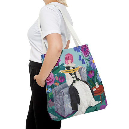 🌹🧶 The Lady Of The Golden Yarn Tote Bag – Art Deco Floral Elegance