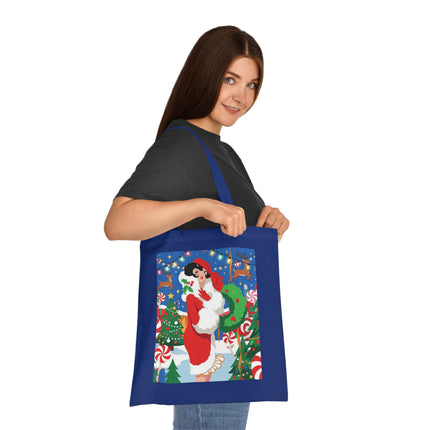 🍬🎄 The Lady Of The Peppermint Christmas Garden Cotton Tote Bag – Art Deco Holiday Fantasy