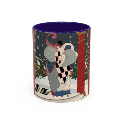 ❄️✨ The Winter Couture Promenade Colorful Mug – Art Deco Holiday Elegance