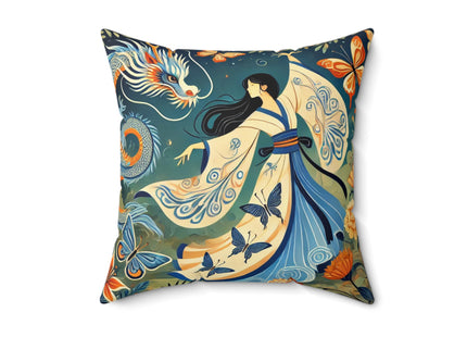 Fairy Waltz in the Butterfly Garden Spun Polyester Square Pillow