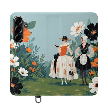 🌼🖤 The Ladies Of The Garden Promenade Flip Case – Art Deco Floral Fashion