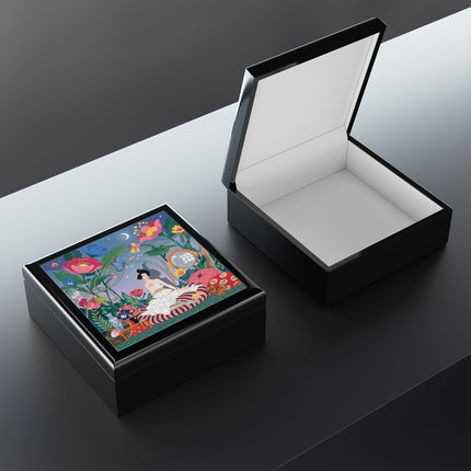🌙🌺 The Lady Of The Midnight Garden Jewelry Box – Art Deco Floral Reverie