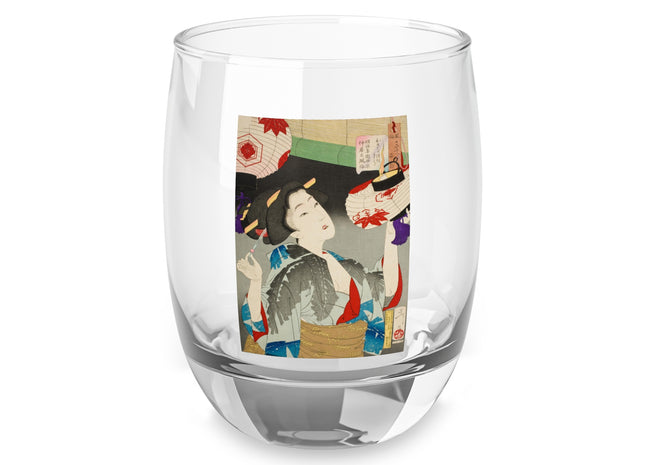 Looking Observant; The Appearance of a Kyoto Waitress of the Meiji Era by Tsukioka Yoshitoshi Whiskey Glass