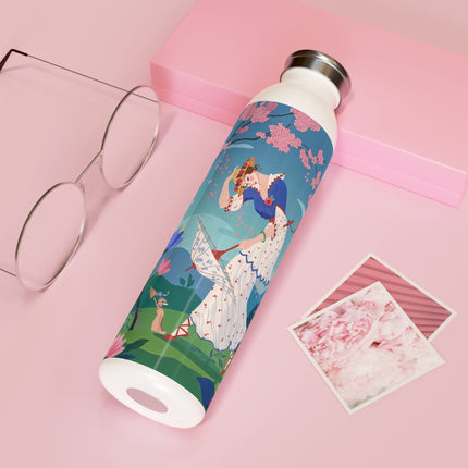 🌸🌂 The Enchanted Blossom Garden Dance Slim Water Bottle – Art Deco Floral Whimsy