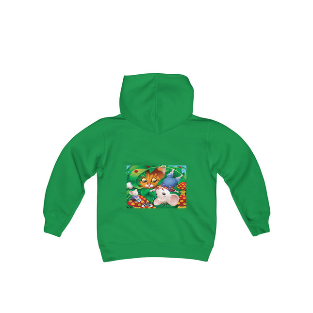 Whimsical Adventure Youth Hooded Sweatshirt – A Playful Journey Through Nature