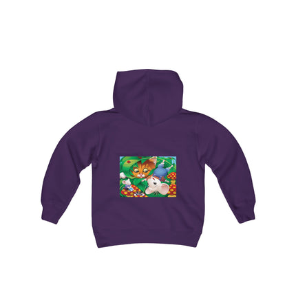 Whimsical Adventure Youth Hooded Sweatshirt – A Playful Journey Through Nature