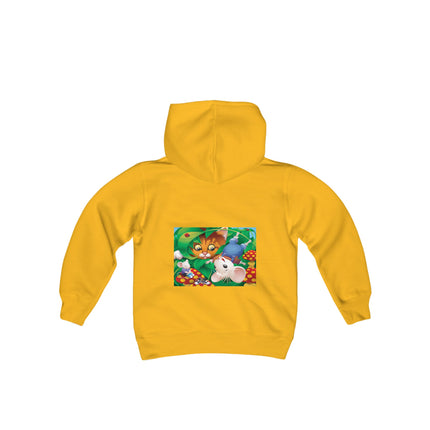 Whimsical Adventure Youth Hooded Sweatshirt – A Playful Journey Through Nature
