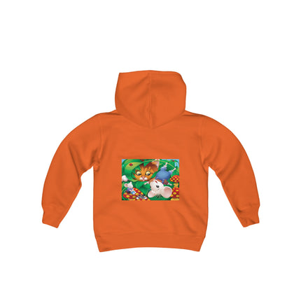 Whimsical Adventure Youth Hooded Sweatshirt – A Playful Journey Through Nature