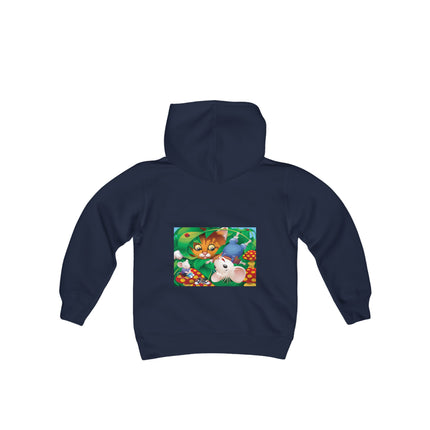 Whimsical Adventure Youth Hooded Sweatshirt – A Playful Journey Through Nature