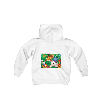 Whimsical Adventure Youth Hooded Sweatshirt – A Playful Journey Through Nature