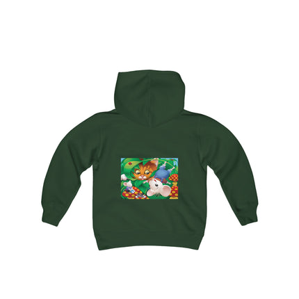 Whimsical Adventure Youth Hooded Sweatshirt – A Playful Journey Through Nature