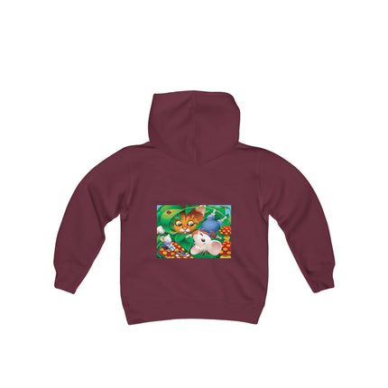 Whimsical Adventure Youth Hooded Sweatshirt – A Playful Journey Through Nature