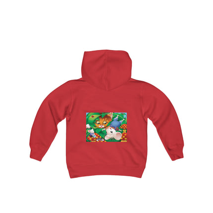 Whimsical Adventure Youth Hooded Sweatshirt – A Playful Journey Through Nature