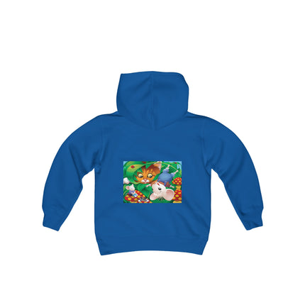 Whimsical Adventure Youth Hooded Sweatshirt – A Playful Journey Through Nature