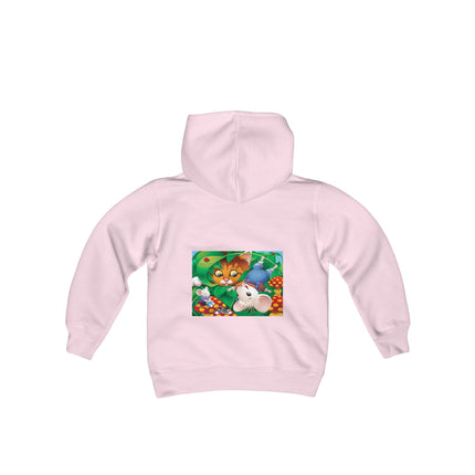 Whimsical Adventure Youth Hooded Sweatshirt – A Playful Journey Through Nature
