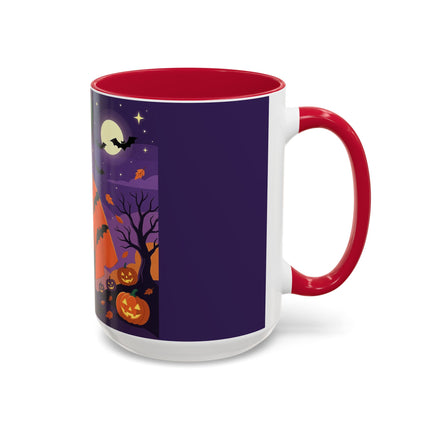 🎃🌕 The Pumpkin Moon Enchantress Colorful Mug – Elegant Halloween Masquerade