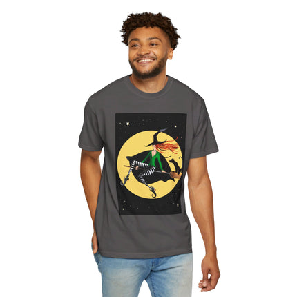 A Witch’s Moonlit Flight Unisex Garment-Dyed T-shirt