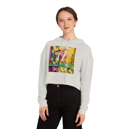 Origami Bicycle Women’s Cropped Hooded Sweatshirt