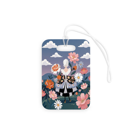 🌸🎀 The Grand Floral Promenade Luggage Tag – Art Deco Fashion Fantasy