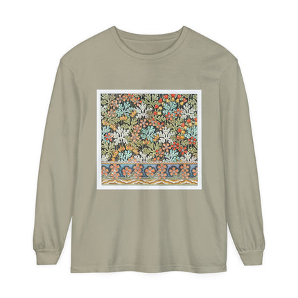 Art Nouveau Geranium Flower Garment-dyed Long Sleeve T-Shirt
