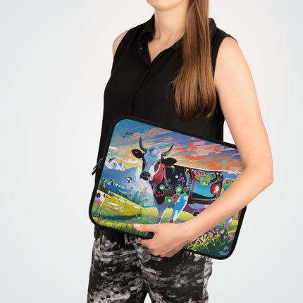 Cyber Glitch Cow Laptop Sleeve