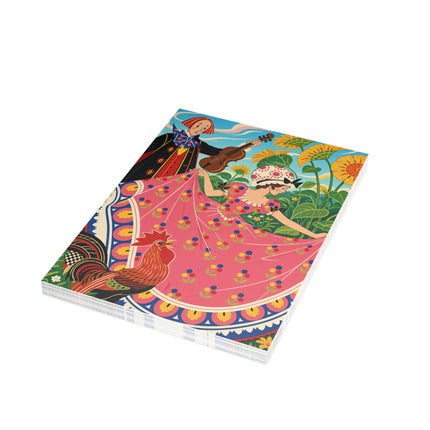 🎻🐓 The Garden Serenade Postcards With Envelopes – Art Deco Folk Whimsy