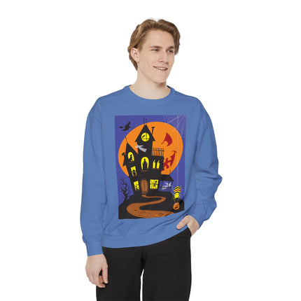 Halloween Night at the Haunted House Unisex Garment-Dyed Sweatshirt