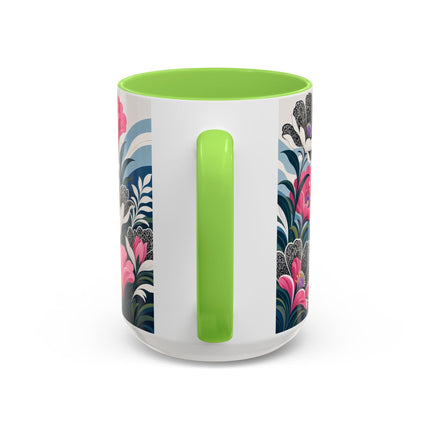 🌸🎀 The Pink Lace Garden Promenade Colorful Mug – Art Deco Fashion Elegance