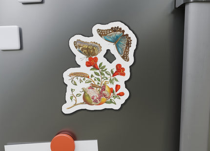 Blue Butterflies and Pomegranate by Maria Sibylla Merian Die-Cut Magnets (5 Sizes)