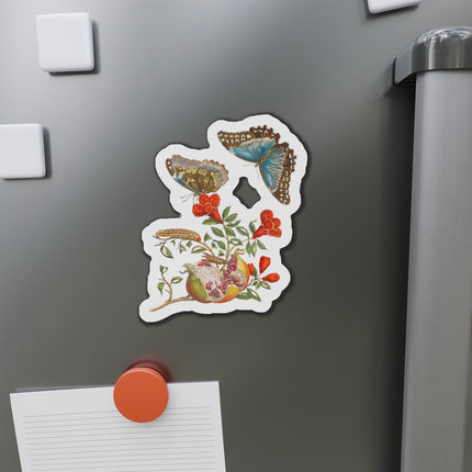 Blue Butterflies and Pomegranate by Maria Sibylla Merian Die-Cut Magnets (5 Sizes)