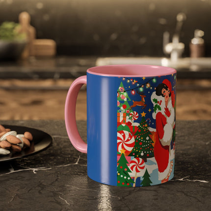 🦌🍬 The Lady Of The Peppermint Christmas Garden Colorful Mug – Colorful Art Deco Holiday Fantasy