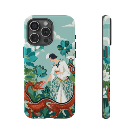 🐉🌿 The Dragon Keeper Phone Case – Art Deco Floral Fantasy