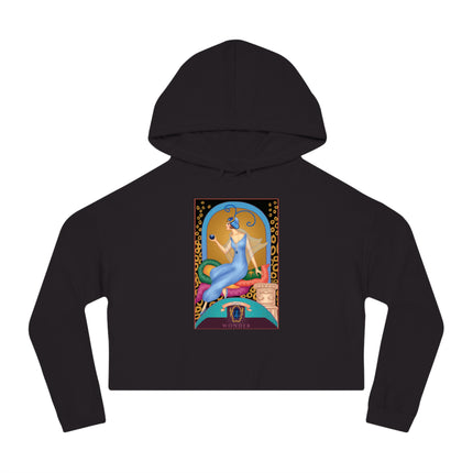 September & Sapphire (from the Gem Series) by Sofia Chiostri Women’s Cropped Hooded Sweatshirt