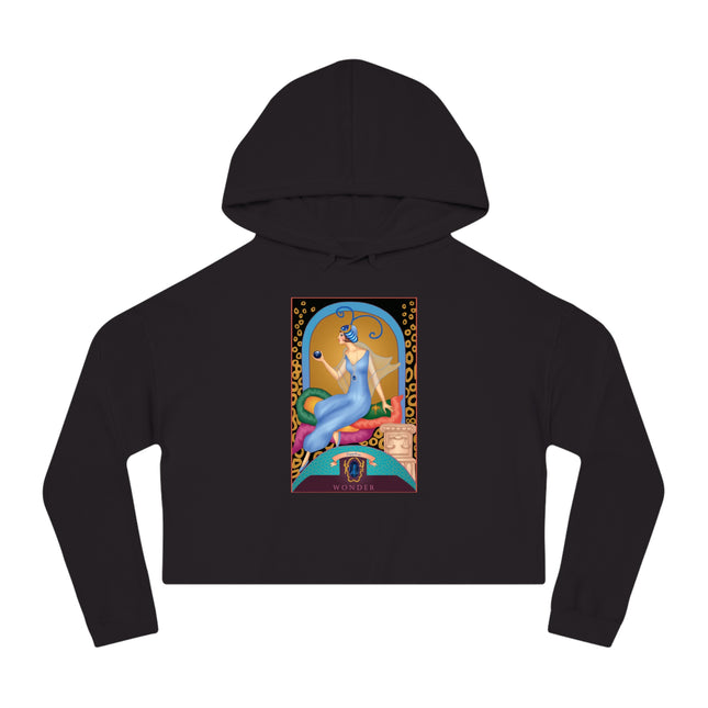 September & Sapphire (from the Gem Series) by Sofia Chiostri Women’s Cropped Hooded Sweatshirt