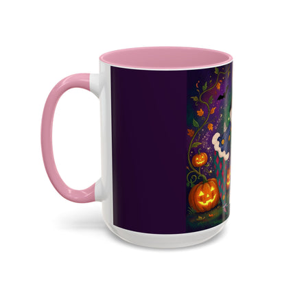 🎭🎃 The Masquerade Beneath The Pumpkin Lantern Colorful Mug – Theatrical Halloween Charm