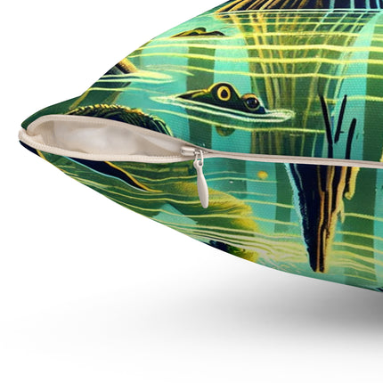 Swamp Stalker Spun Polyester Square Pillow