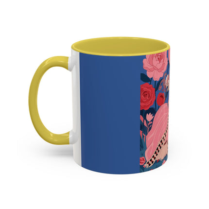 The Lady And The Scarlet Macaw Colorful Mugs – Art Deco Floral Elegance