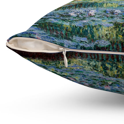 Water Lilies and Japanese Bridge by Claude Monet Spun Polyester Square Pillow